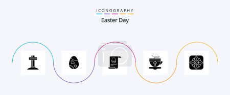 Téléchargez les illustrations : Easter Glyph 5 Icon Pack Including flower. easter. heart. cup. egg - en licence libre de droit
