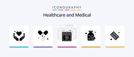 Illustration for Medical Glyph 5 Icon Pack Including medicine. medical. medical. capsule. medicine bottle. Creative Icons Design - Royalty Free Image