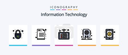 Illustration for Information Technology Line Filled 5 Icon Pack Including hdd. data. encryption. software. download. Creative Icons Design - Royalty Free Image