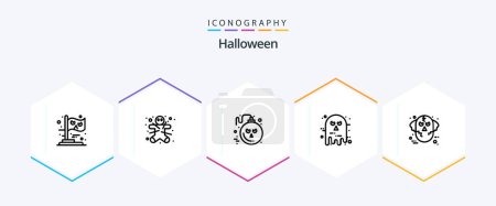Illustration for Halloween 25 Line icon pack including evil. halloween. bomb. ghost. avatar - Royalty Free Image