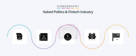 Ilustración de Naked Politics And Fintech Industry Glyph 5 Icon Pack Including mystery. destiny. journalism. conspiracy. hook - Imagen libre de derechos