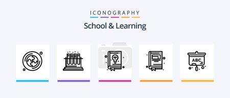 Ilustración de Escuela y aprendizaje línea 5 paquete de iconos incluyendo. pantalla. Libro. proyector. educación. Diseño de iconos creativos - Imagen libre de derechos