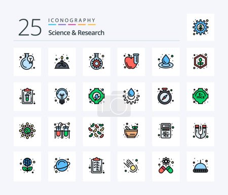 Illustration for Science 25 Line Filled icon pack including drop. tube. science. test. tube - Royalty Free Image