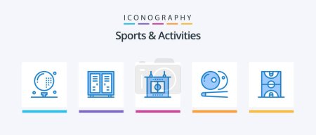 Téléchargez les illustrations : Sports et activités Blue Pack de 5 icônes incluant ballon. snooker. placard. piscine. le sport. Icônes créatives Design - en licence libre de droit