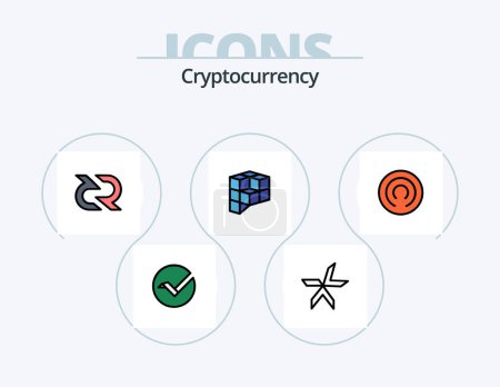 Téléchargez les illustrations : Cryptocurrency Line Filled Icon Pack 5 Icon Design. bitcoin . crypto . crypto currency. coin - en licence libre de droit