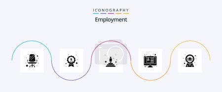 Illustration for Employment Glyph 5 Icon Pack Including bag. job application. medal. employment. winner - Royalty Free Image