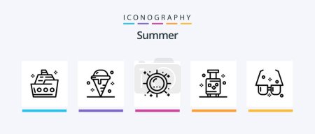 Illustration for Summer Line 5 Icon Pack Including summer. board. milkshake. sweet. ice. Creative Icons Design - Royalty Free Image