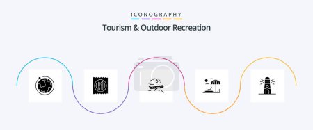 Illustration for Tourism And Outdoor Recreation Glyph 5 Icon Pack Including navigation. lighthouse. air . vacation. beach - Royalty Free Image