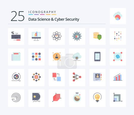 Illustration for Data Science And Cyber Security 25 Flat Color icon pack including dollar. scince. data. slustion. atoumated - Royalty Free Image