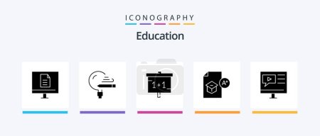 Téléchargez les illustrations : Education Glyph 5 Icon Pack Including knowledge. education. school. school. Creative Icons Design - en licence libre de droit