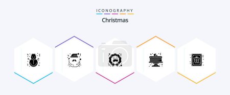 Téléchargez les illustrations : Christmas 25 Glyph icon pack including card. celebration. santa-claus. cake. winter - en licence libre de droit