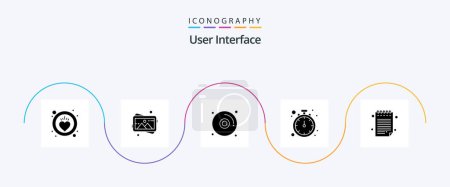 Illustration for User Interface Glyph 5 Icon Pack Including . pad icon. disk. note. timer - Royalty Free Image