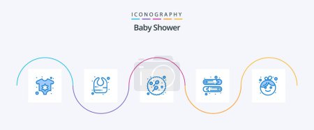 Illustration for Baby Shower Blue 5 Icon Pack Including . girl. sexual. child. pin - Royalty Free Image