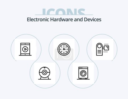 Téléchargez les illustrations : Devices Line Icon Pack 5 Icon Design. iphone. speaker. equipment. music. phone - en licence libre de droit
