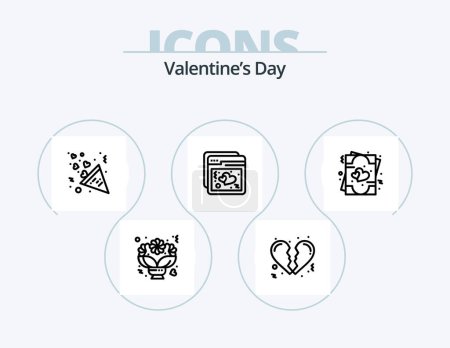 Ilustración de San Valentín Day Line Icon Pack 5 Icon Design. Vuela. ropa interior. maletín. ropa interior. ropa - Imagen libre de derechos