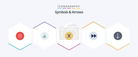Illustration for Symbols and Arrows 25 Flat icon pack including symbol. music. sign. arrows right. arrow right - Royalty Free Image