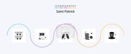 Ilustración de Saint Patrick Glyph 5 Icon Pack Incluyendo dinero. Irlanda. Santo. moneda. fiesta - Imagen libre de derechos