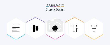 Ilustración de Design 25 Glyph icon pack including . . points. strike. font - Imagen libre de derechos