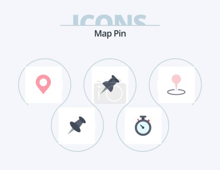 Téléchargez les illustrations : Map Pin Flat Icon Pack 5 Icon Design. . pin. marker. marker. location - en licence libre de droit