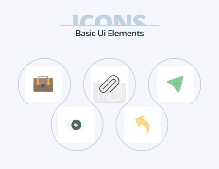 Illustration for Basic Ui Elements Flat Icon Pack 5 Icon Design. arrow. paper. arrows. metal. hand bag - Royalty Free Image