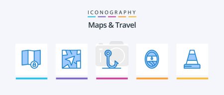 Téléchargez les illustrations : Maps and Travel Blue 5 Icon Pack Including . hook. traffic. cone. Creative Icons Design - en licence libre de droit
