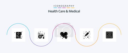 Téléchargez les illustrations : Health Care And Medical Glyph 5 Icon Pack Including scale. needle. health care. hospital. care - en licence libre de droit