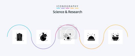 Ilustración de Science Glyph 5 Icon Pack Including . science. comet. bowl. space - Imagen libre de derechos