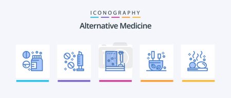 Illustration for Alternative Medicine Blue 5 Icon Pack Including beauty. relax. blood. incense. treatment. Creative Icons Design - Royalty Free Image