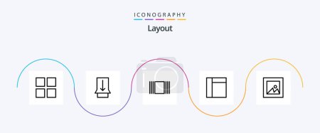 Illustration for Layout Line 5 Icon Pack Including . view. layout - Royalty Free Image