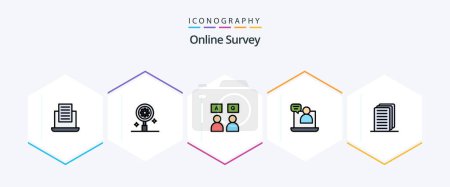 Illustration for Online Survey 25 FilledLine icon pack including file. business. education. meeting. chat - Royalty Free Image