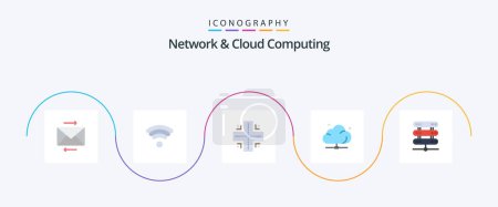 Illustration for Network And Cloud Computing Flat 5 Icon Pack Including network. computing. location. technology. network - Royalty Free Image