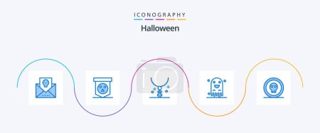 Ilustración de Paquete de iconos de Halloween Blue 5 Incluyendo aterrador. halloween. Calavera. Fantasma. vacaciones - Imagen libre de derechos