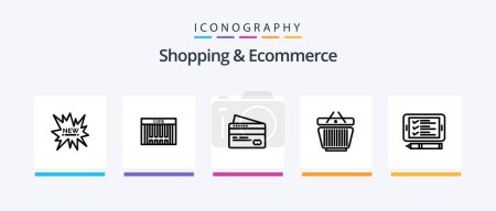 Téléchargez les illustrations : Shopping And Ecommerce Line 5 Icon Pack Including package. tag. auction. quality tag. price tag. Creative Icons Design - en licence libre de droit