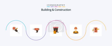 Illustration for Building And Construction Flat 5 Icon Pack Including engineer. industry. cordless. worker. color - Royalty Free Image