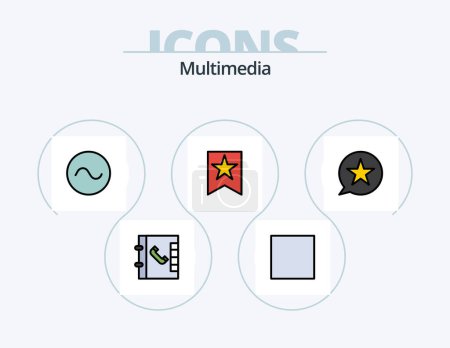 Téléchargez les illustrations : Conception d'icône remplie de ligne multimédia de paquet 5 d'icône. . . vague. ui. Déconnexion - en licence libre de droit