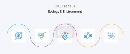 Téléchargez les illustrations : Ecology And Environment Blue 5 Icon Pack Including plant. nature. green. natural. leaf - en licence libre de droit