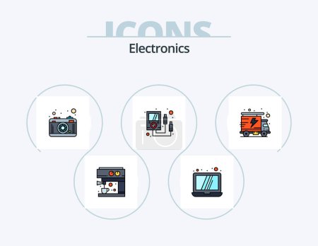 Illustration for Electronics Line Filled Icon Pack 5 Icon Design. . electric tower. electric. electric. hardware - Royalty Free Image