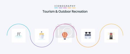 Illustration for Tourism And Outdoor Recreation Flat 5 Icon Pack Including lighthouse. beach. balloon. swim. swimsuite - Royalty Free Image