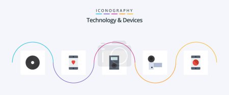 Illustration for Devices Flat 5 Icon Pack Including electronics. camcorder. love. technology. ipod - Royalty Free Image