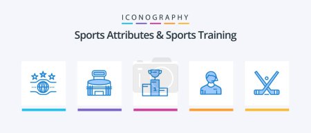 Illustration for Sports Atributes And Sports Training Blue 5 Icon Pack Including linesman. football. stadium. arbiter. cup. Creative Icons Design - Royalty Free Image