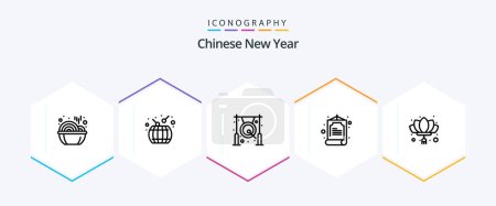 Ilustración de Chinese New Year 25 Line icon pack including chinese. zhihu. asian. chinese. metal - Imagen libre de derechos