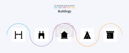 Illustration for Buildings Glyph 5 Icon Pack Including institute building. wigwam. building. tent. shack - Royalty Free Image