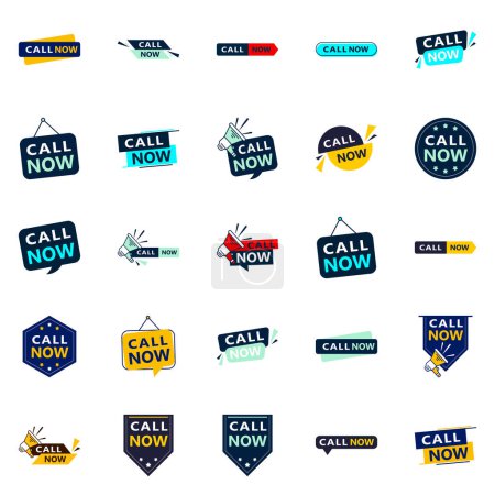 Ilustración de 25 Professional Typographic Designs for encouraging calls Call Now - Imagen libre de derechos