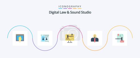 Téléchargez les illustrations : Digital Law And Sound Studio Flat 5 Icon Pack Including authorship. artist. digital. anonymous. digital - en licence libre de droit