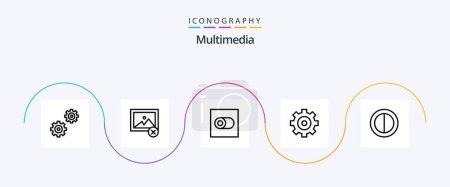 Ilustración de Paquete de iconos de línea 5 multimedia incluido. Alterna. colores - Imagen libre de derechos