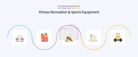Ilustración de Fitness Recreation And Sports Equipment Flat 5 Icon Pack Including food. breakfast. shaker. running. run - Imagen libre de derechos