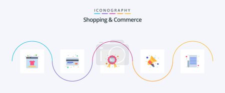 Illustration for Shopping And Commerce Flat 5 Icon Pack Including text list. memo. guaranteed label. item list. shopping advertisement - Royalty Free Image