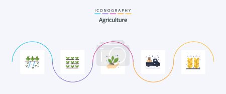 Téléchargez les illustrations : Agriculture Flat 5 Icon Pack Including . agriculture. grain - en licence libre de droit