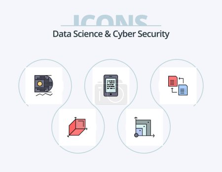 Illustration for Data Science And Cyber Security Line Filled Icon Pack 5 Icon Design. dollar. scince. forecasting. instructure data. unstructure - Royalty Free Image