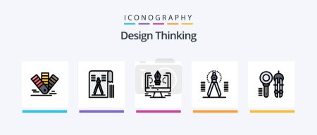 Ilustración de Design Thinking Line Filled 5 Icon Pack Including tool. compass. pms. light. edit. Creative Icons Design - Imagen libre de derechos